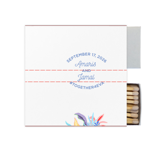 Our custom White Square Custom Photo Matchbox with Matte Periwinkle Ink Digital Print Colors and Matte Slate Gray Ink Digital Print Colors will impress guests like no other. Make this party unforgettable.
