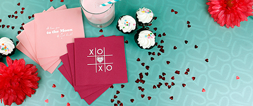 Customized Cocktail Napkins with Valentine's Day Treats