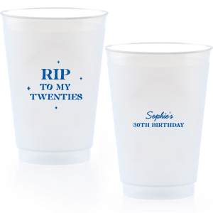 Commemorate a milestone birthday with the New Decade Starburst Cup, personalized with the honoree's name and the dawn of a new era. Featuring "RIP to my twenties" or your custom age farewell, this cup is sprinkled with celebratory stars, perfect for commemorating the next fabulous decade.