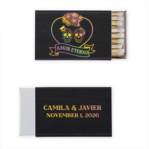 Keep the flame of love alive with the Amor Eterno Match. A marriage of macabre and matrimony, this match is ideal for weddings, engagements and anniversaries, add a spooky flair to your declaration of love! 