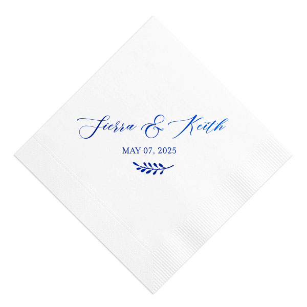 Our beautiful custom White Linen Like Guest Hand Towel with Shiny Royal Blue Foil are a must-have for your next event—whatever the celebration!