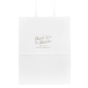 Personalize the Thank You So Matcha Bag for your upcoming event! Whether you are throwing an anniversary party or wedding, this bag is a great way to thank your guests.