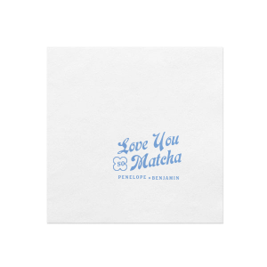 Customize this cocktail napkin for your wedding or engagement party! Perfect for the matcha lovers, you can personalize this modern napkin with the couple's name. 