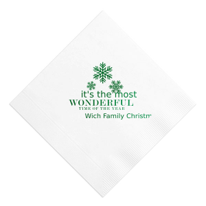 ForYourParty's chic White Cocktail Napkin with Shiny Leaf Foil has a Snowing graphic and is good for use in Christmas, Holiday, Home themed parties and will look fabulous with your unique touch. Your guests will agree!