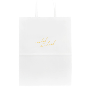 ForYourParty's personalized White Euro Bag with Satin 18 Kt. Gold Foil can be personalized to match your party's exact theme and tempo.