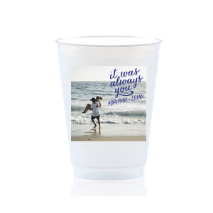 Our beautiful custom Matte Cobalt Ink Custom Photo 16 oz Frost Flex Cup with Matte Cobalt Ink Digital Print Colors has a It Was Always You graphic and is good for use in Words, Wedding themed parties and will look fabulous with your unique touch. Your guests will agree!