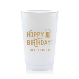 Raise a glass—and a laugh—with the Hoppy Birthday Frost Flex Cup! Featuring vibrant "Hoppy Birthday" text and a foaming beer mug, it’s the ultimate brew-themed bash accessory. Customize with the celebrant’s name for cheers guaranteed from every sip!