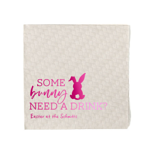 ForYourParty's personalized Crosshatch Key Lime Cocktail Napkin with Shiny Fuchsia Foil has a Bunny graphic and is good for use in Animals, Easter and Holiday themed parties and can't be beat. Showcase your style in every detail of your party's theme!