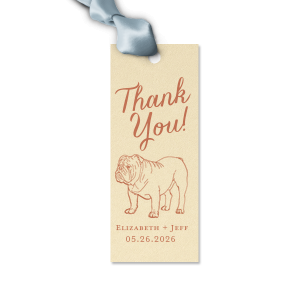 ForYourParty's chic Poptone Pastel Pink Luggage Gift Tag with Satin Copper Penny Foil has a Bulldog graphic and is good for use in Animals themed parties and will give your party the personalized touch every host desires.