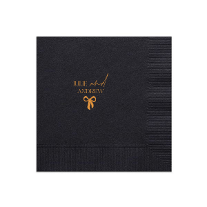 Unite your celebration with the Modern Unity Bow Napkin, showcasing your names linked by a 'and' in bold script, accented with a contemporary bow graphic. A stylish choice for weddings, anniversaries, or elegant couple's events.