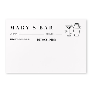 Martini Drink Recipe Card