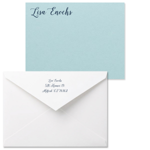 Craft your correspondence with the Modern Calligraphy Name Note Card, where your name flows in contemporary elegance. Paired with an envelope featuring a matching calligraphic address, each note you send is a work of art, reflecting your distinctive flair.