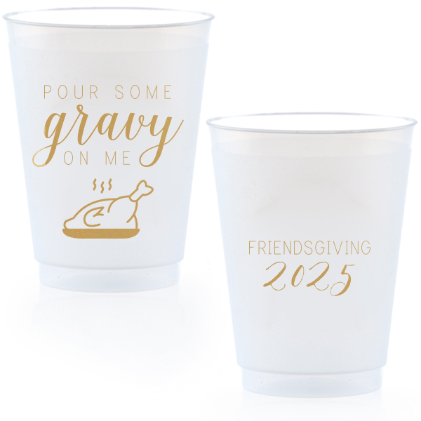 Custom Gold Ink 16 oz Frost Flex Cup with Gold Ink Print Color has a Plated Turkey graphic and is good for use in Food, Thanksgiving themed parties and will add that special attention to detail that cannot be overlooked.