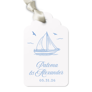 Embellish your gifts with a personal touch with the Sailboat Nautical Nuptial Gift Tag. The stylish tag is perfect to add to any gift at your party event, giving an extra special touch to honored guests. Customize the text to impart your own unique message that is sure to be as unforgettable as your big event.