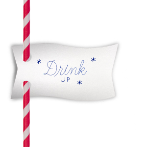 Elevate your sipping experience with the Drink Up Stars Straw Tag, a heart-shaped invite to enjoy the festivities. 'Drink' swirls playfully in script, accompanied by 'up' and a trio of stars for a delightful sip-and-swirl accessory.