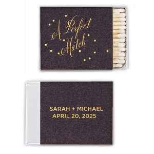 ForYourParty's chic Natural Amethyst Classic Matchbox with Shiny 18 Kt Gold Foil will look fabulous with your unique touch. Your guests will agree!
