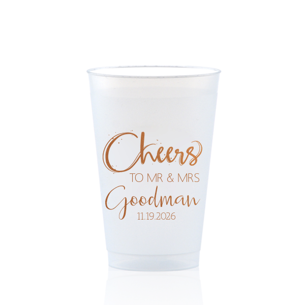 The Cheers Mr and Mrs Cup will make your guests swoon. Personalize your party's theme today.