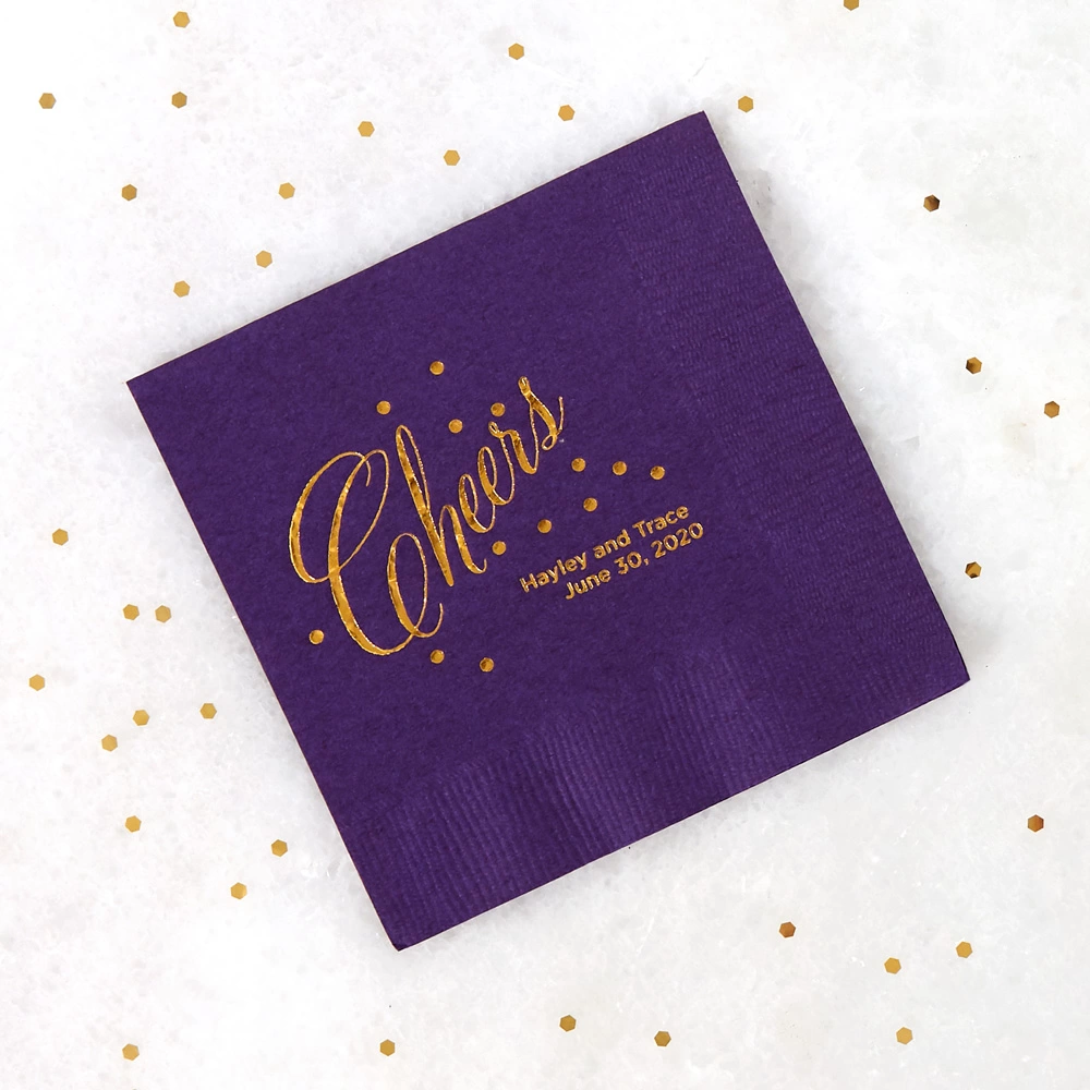 custom designed Cheers Bubble wedding cocktail napkins