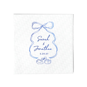 Serve only the best at you most important life events with the Swan Lovers Napkin. Featuring kissing swans in your choice of colors paired alongside customizable text, personally create your perfect party dinnerware with our easy to use customizer to make your next party event unforgettable. 