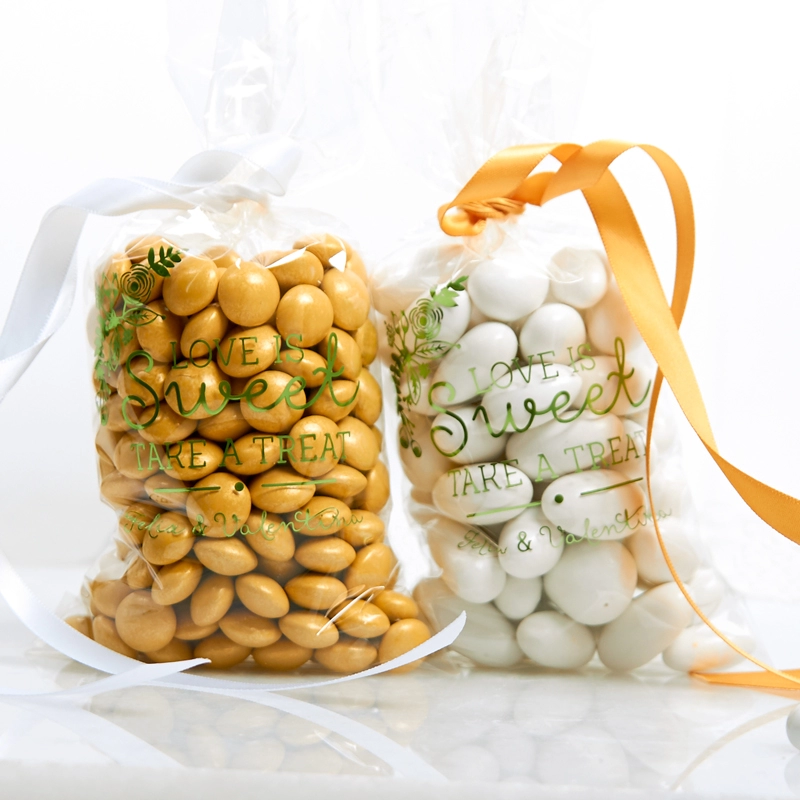 give a memorable rehearsal dinner favor with custom cello bags filled with treats