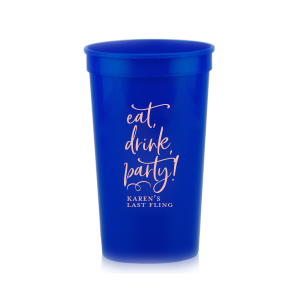 ForYourParty's chic Maroon 16 oz Stadium Cup with Matte Pastel Pink Ink Cup Ink Colors will make your guests swoon. Personalize your party's theme today.