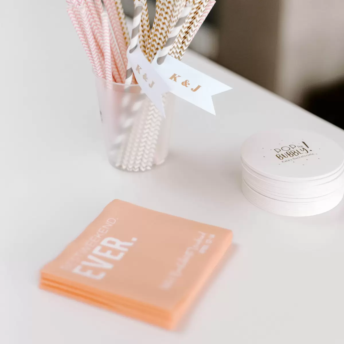 coral themed bachelorette party weekend custom party accessories