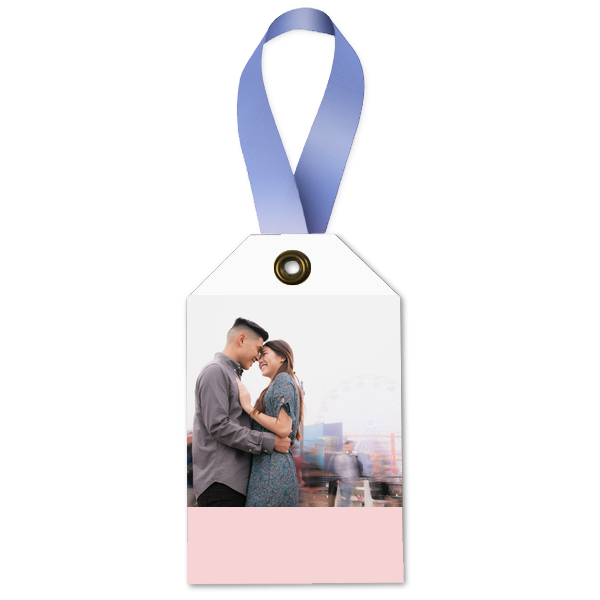Our custom White Custom Photo Double Point Tag with Matte Blush Ink Digital Print Colors and Matte Lipstick Red Ink Digital Print Colors will make your guests swoon. Personalize your party's theme today.