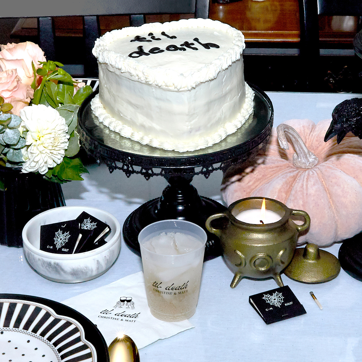 Web Heart Match in bowl aside halloween decorations