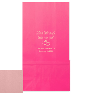 Create wedding details so perfect, they're magical. Customize this goodie bag to send guest home with little party favors or sweet treats. Our Interlocking Hearts graphic will fit any theme. Simply choose your colors and add your names and special date. 