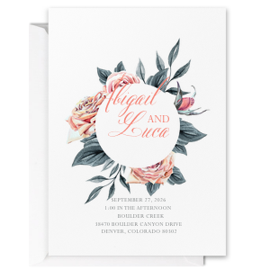 Personalized Full Color with Foil Invitation with Matte Slate Digital Text Ink Colors, Full Color Digital Unique Art and Shiny Rose Gold Foil accents couldn't be more perfect. These invites are printed on a Smooth Natural White 115 lb. paper stock. It's time to show off your impeccable taste.