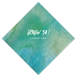 Personalized Watercolor Sea Glass Cocktail Napkin with Matte White Foil will add that special attention to detail that cannot be overlooked.