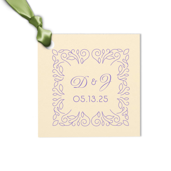 Our beautiful custom Stardream Lavender Square Gift Tag with Matte White Foil has a Linear Floral Frame graphic and is good for use in Frames, Floral, Trendy themed parties and will look fabulous with your unique touch. Your guests will agree!