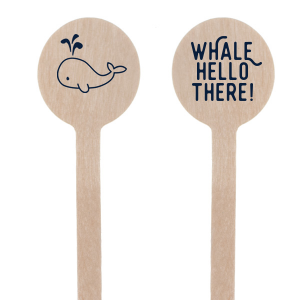 Custom Matte Navy Round Stir Stick with Matte Navy Foil has a Whale graphic and is good for use in Animals, Birthday, Kid Birthday and Baby Shower themed parties and can be personalized to match your party's exact theme and tempo.