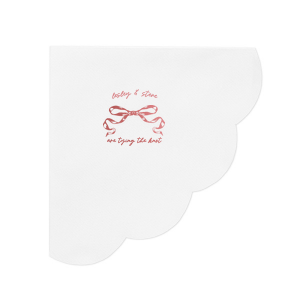 Announce your union with the Nuptial Knot Bow Napkin, featuring a romantic bow graphic and the sweet declaration 'are tying the knot.' Personalize with both your names to add a loving touch to your engagement party or wedding reception.