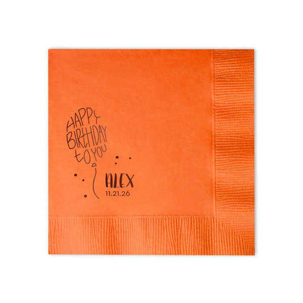 Raise the Happy Birthday Balloon Napkin high as a toast to fun, with 'Happy Birthday to YOU' cleverly crafted into a balloon shape. Tied with a string and sprinkled with confetti, it's a playful piece of art celebrating the honored guest's big day.