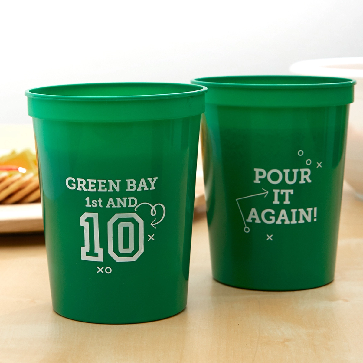 first and 10 pour it again football stadium cups