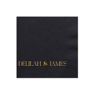Bring an air of elegance to your next party event with the Deluxe Couples Name Napkin. Customize the text with your choice of color and napkin style to elevate your function to the next level. The napkin design is perfect for momentous weddings, important anniversaries or even cozy home entertainment. 