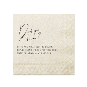 Our personalized Sand Cocktail Napkin with Matte Black Foil will look fabulous with your unique touch. Your guests will agree!