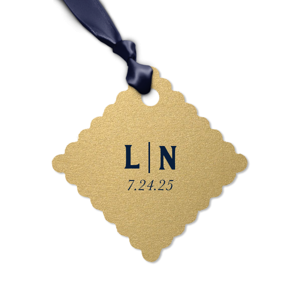 Our custom Stardream Champagne Heart Gift Tag with Matte Navy Foil Color can't be beat. Showcase your style in every detail of your party's theme!