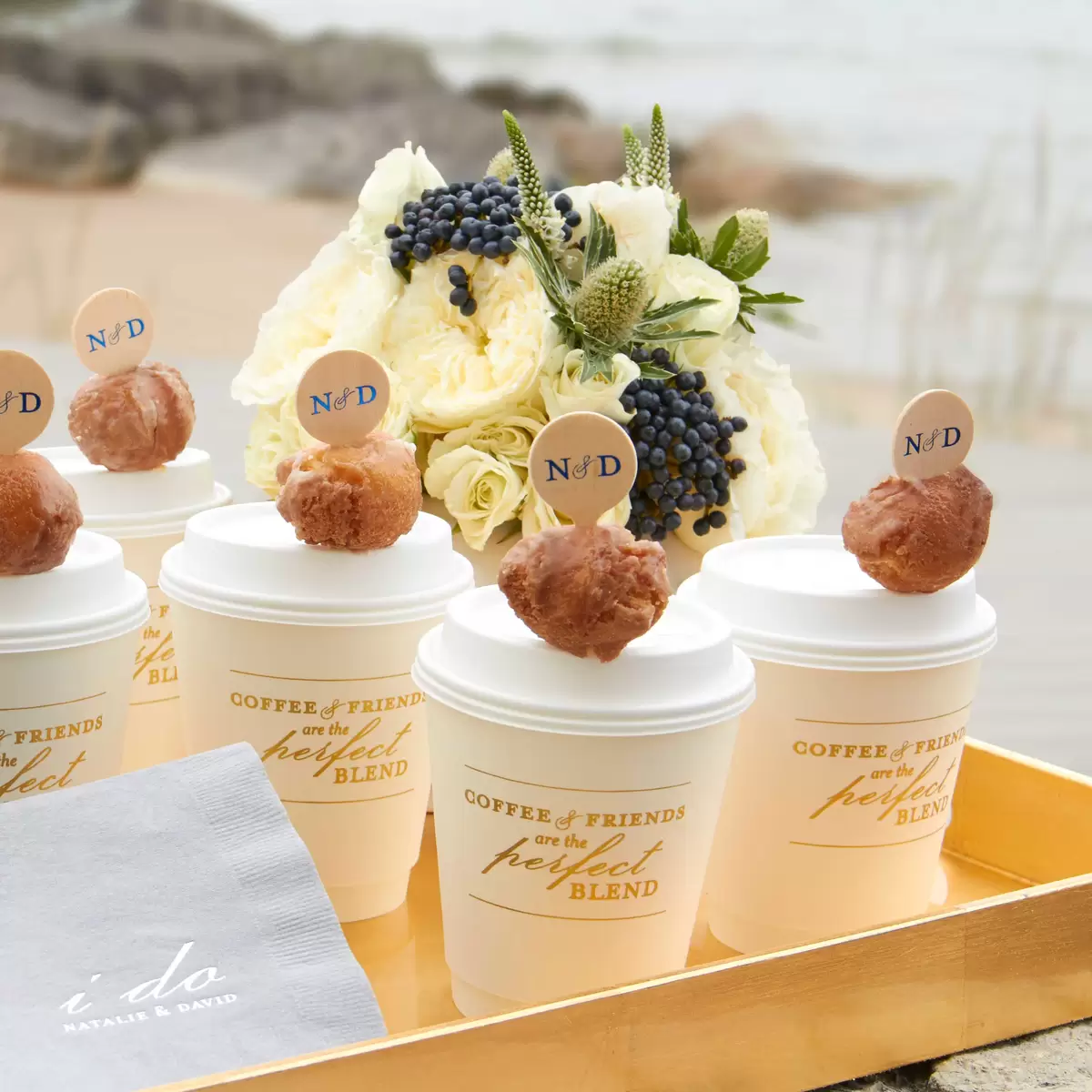 personalized stir sticks with donuts