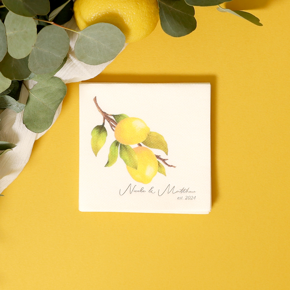 Classic Italian Wedding Lemon Custom Photo Napkin