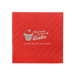 Add a sweet touch to the graduation festivities with the Piece of Cake Graduation Napkin, featuring a delightful cupcake graphic and the playful phrase "That was a piece of cake," along with the graduate's name and year. A lighthearted nod to their accomplished journey.