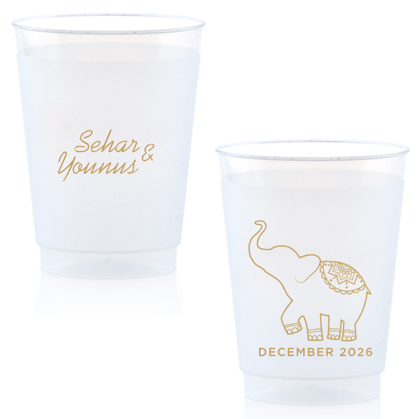 ForYourParty's elegant Copper Ink 12 oz Frost Flex Cup with Copper Ink Cup Ink Colors has a Elephant graphic and is good for use in Animals themed parties and can't be beat. Showcase your style in every detail of your party's theme!