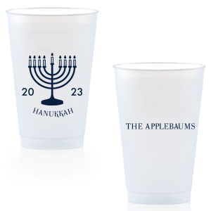 Our custom Matte Navy Ink 16 oz Frost Flex Cup with Matte Navy Ink Print Color has a Menorah graphic and is good for use in Jewish Symbols, Holiday themed parties and couldn't be more perfect. It's time to show off your impeccable taste.