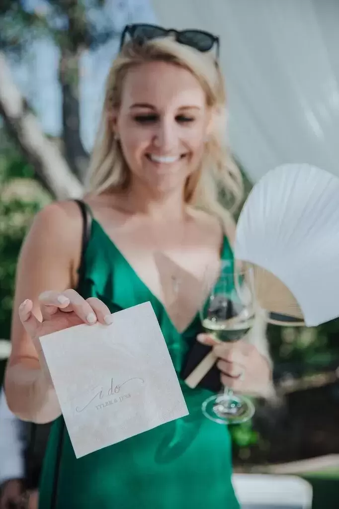 personalized patterned wedding cocktail napkins