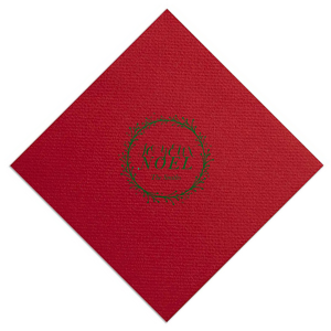 ForYourParty's personalized Spruce Cocktail Napkin with Matte Ivory Foil Color has a Wreath Invitation graphic and is good for use in Lovely Press themed parties and can be customized to complement every last detail of your party.