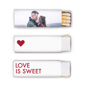 Custom White Lipstick Custom Photo Matchbox with Matte Lipstick Red Ink Digital Print Colors and Matte Fuchsia Ink Digital Print Colors has a Solid Heart graphic and is good for use in Wedding, Hearts, Anniversary themed parties and couldn't be more perfect. It's time to show off your impeccable taste.