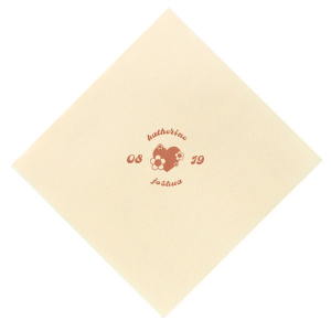 Infuse your wedding with vintage charm using the Retro Floral Heart Wedding Napkin, featuring the couple's names arched around a whimsical heart adorned with retro flowers, flanked by the wedding date. This nostalgic design adds a touch of retro romance to your celebration.