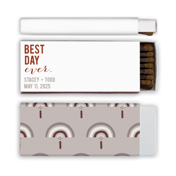 ForYourParty's chic White Square Custom Photo Matchbox with Matte Taupe Ink Digital Print Colors and Matte Brick Ink Digital Print Colors will give your party the personalized touch every host desires.