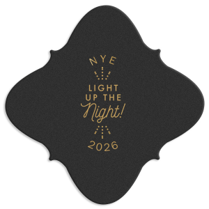 Our custom Eggshell Square Coaster with Satin 18 Kt. Gold Foil Color has a Light the Night graphic and is good for use in Wedding themed parties and will give your party the personalized touch every host desires.